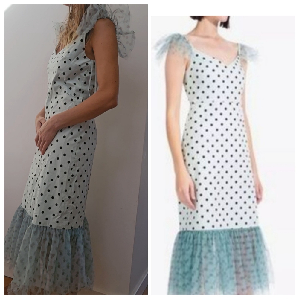 Nwt STAUD Wuthering Heights marwa polka dot tulle Nap midi dress au10 us 6